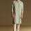 Thumbnail: Pastel Green Linen Kurta Set With Sequin And Resham Embroidery