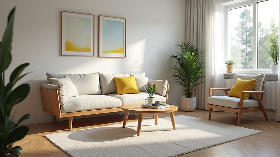 Eye-level view of a clean and organized living room after professional cleaning
