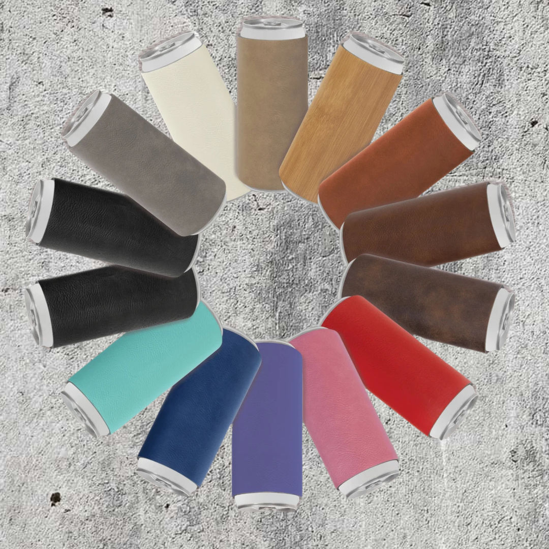 Custom Slim  Leather Can Koozies