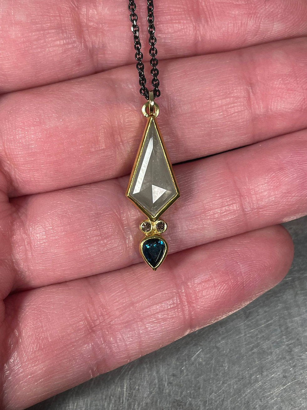 Thumbnail: Icy Diamond & Blue Tourmaline Pendant