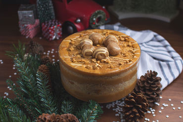 Dulce de leche dessert with Christmas decoration