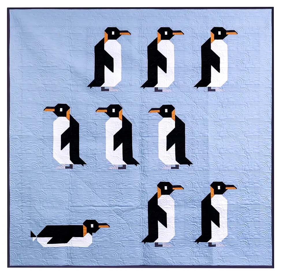 Thumbnail: Waddle Brigade - A Penguin Quilt Pattern