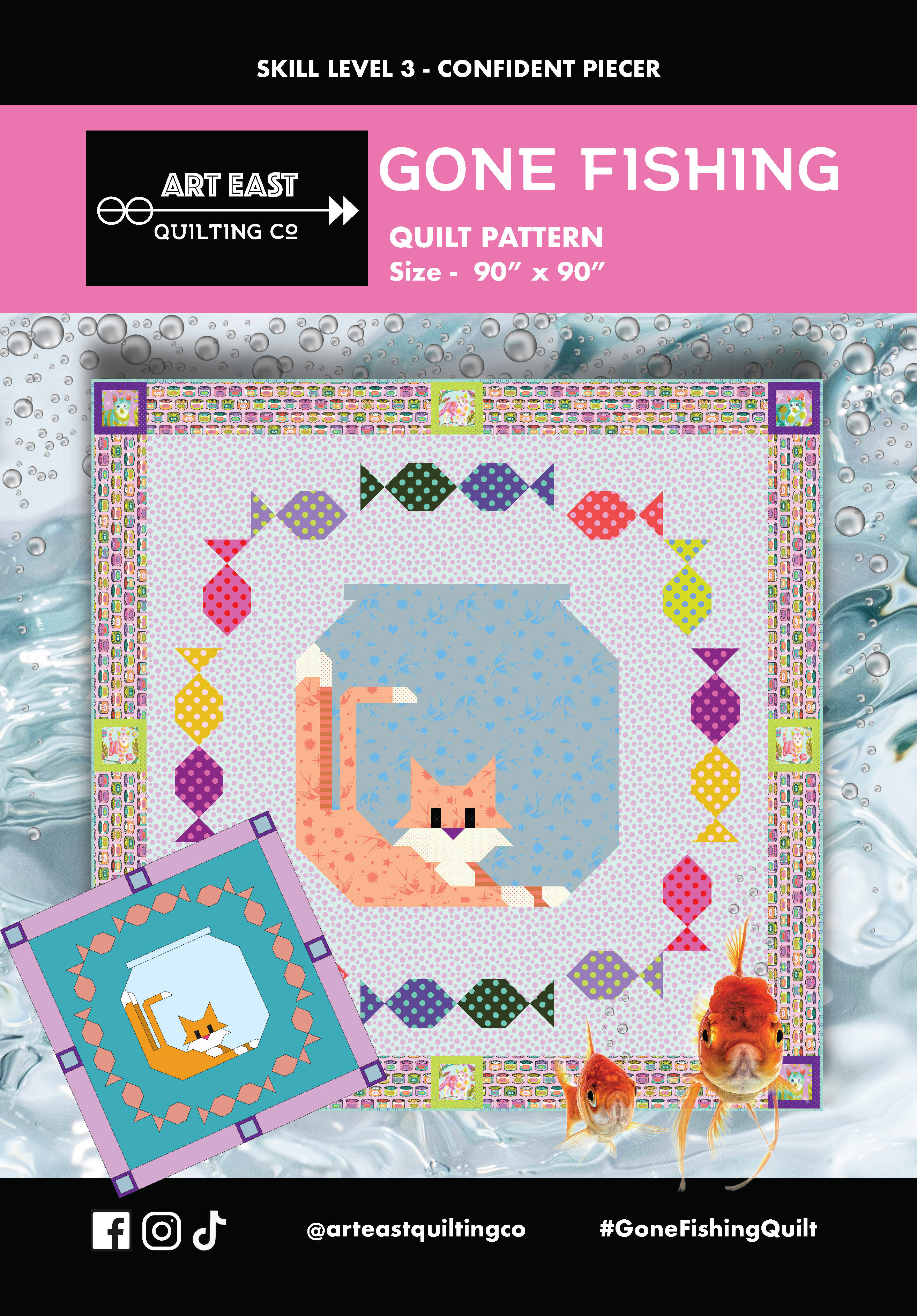 Gone Fishing Quilt Pattern Booklet - Featuring Tula Pink's Tabby Road Déjà Vu Co