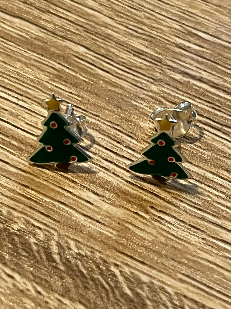 Thumbnail: Christmas Tree Ears Studs Sterling Silver
