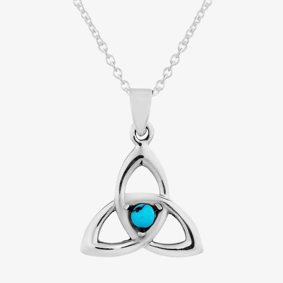 Thumbnail: Turquoise Goddess Triquetra 925 Sterling Silver with gift box
