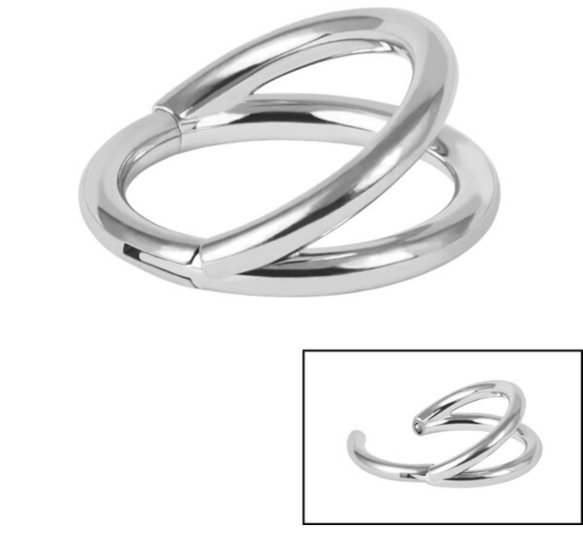 Mirror Polish Titanium Doubled Band  Hinged Clicker Ring