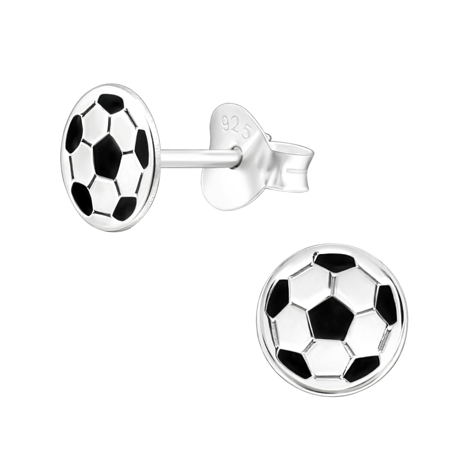 Football Laser Cut Sterling Silver Ear Studs