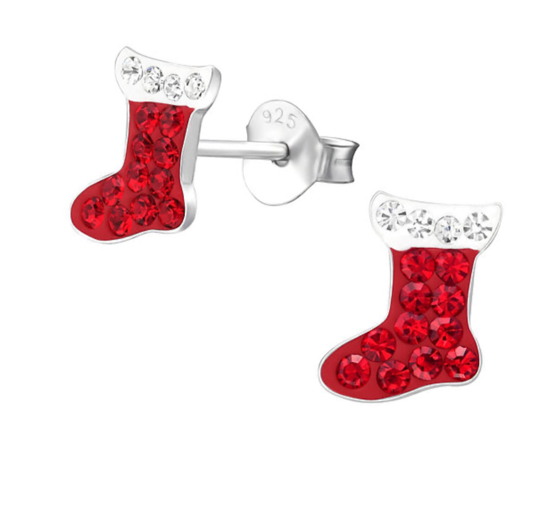 Crystal Christmas Stockings Ears Studs