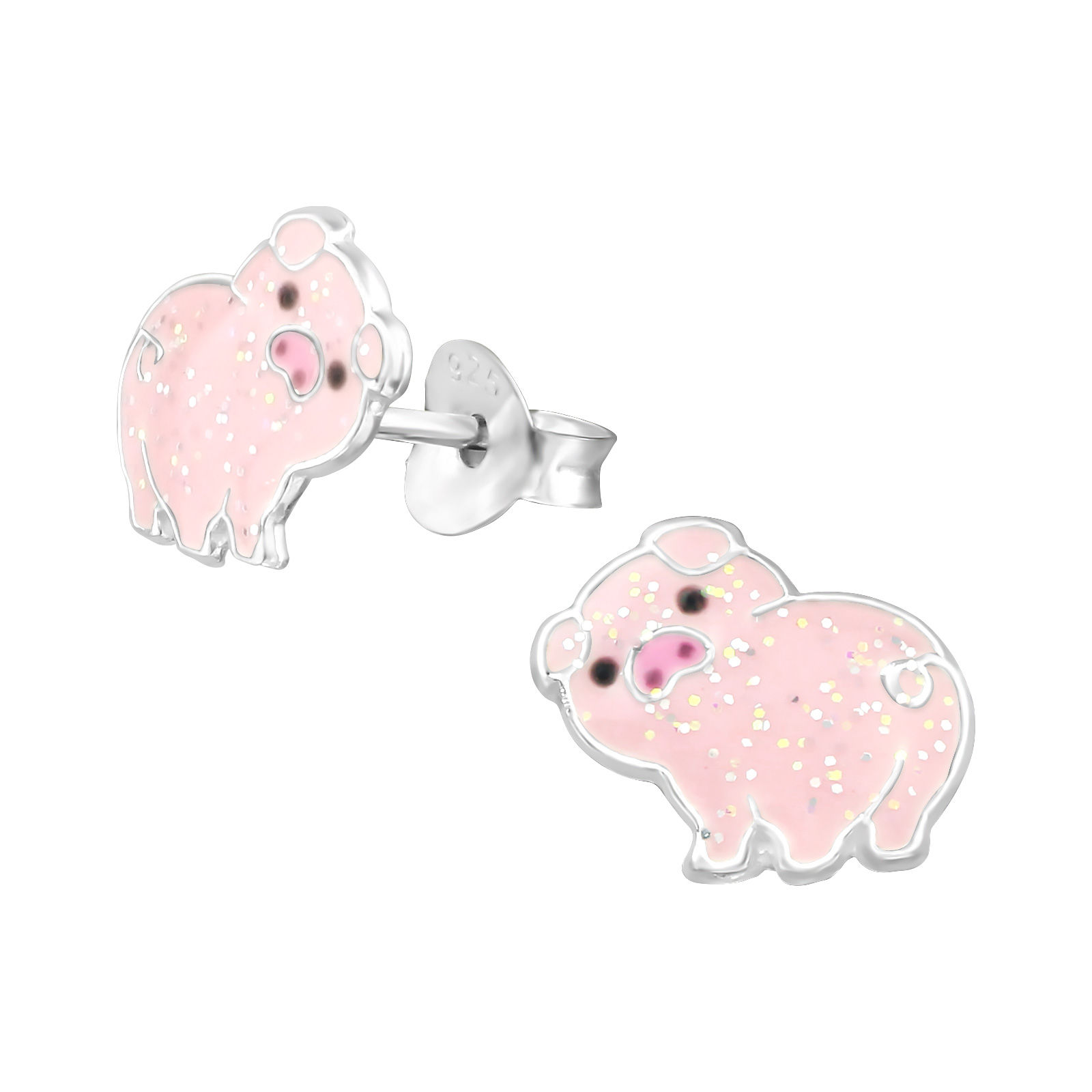Glitter Pig 925 Sterling Silver Ear Studs