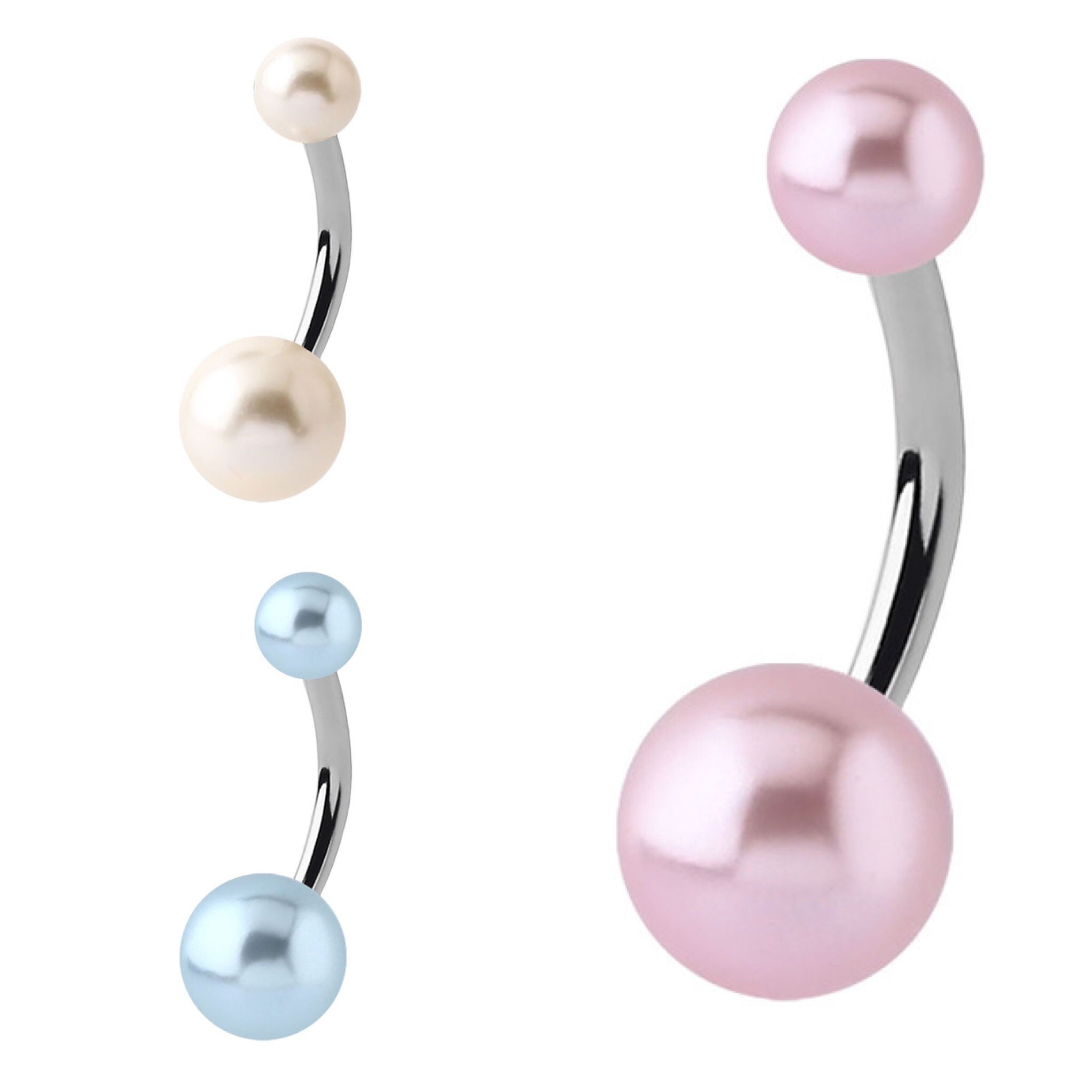 Surgical Steel Belly Bar with Coloured Acrylic Bars