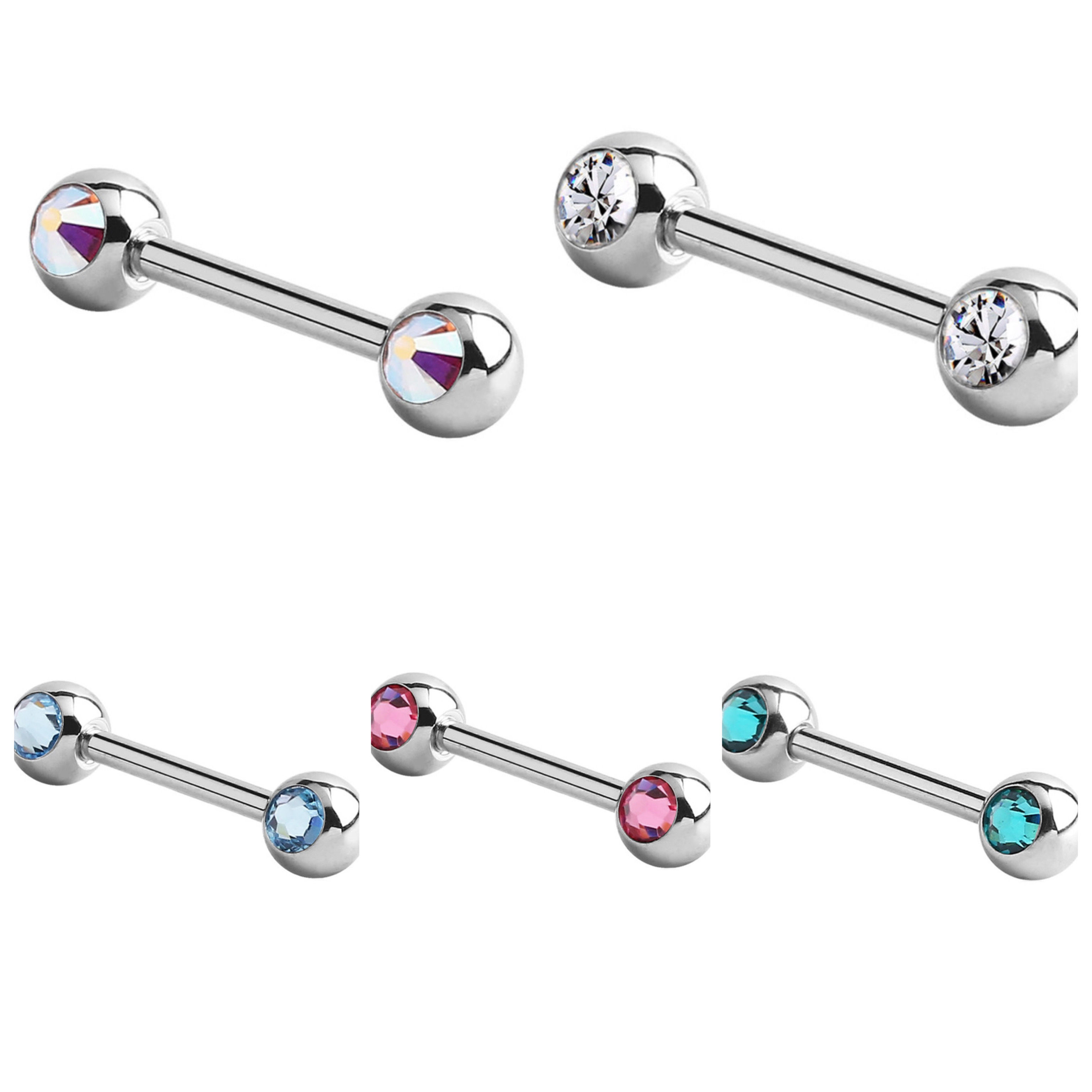 Double Jewelled Surgical Steel Nipple Bars
