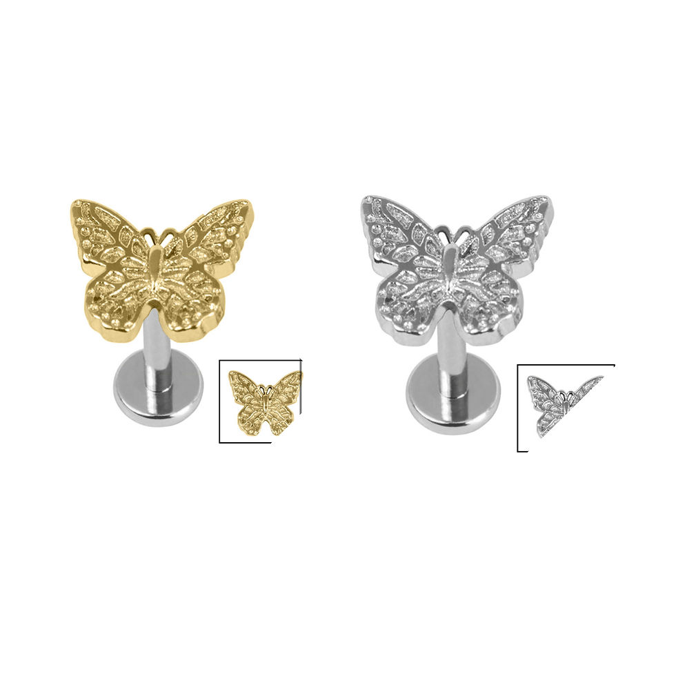 Monarch Butterfly  with Titanium Internally Threaded LabretsSteel