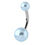 Thumbnail: Surgical Steel Belly Bar with Light Blue Coloured Acrylic Bars