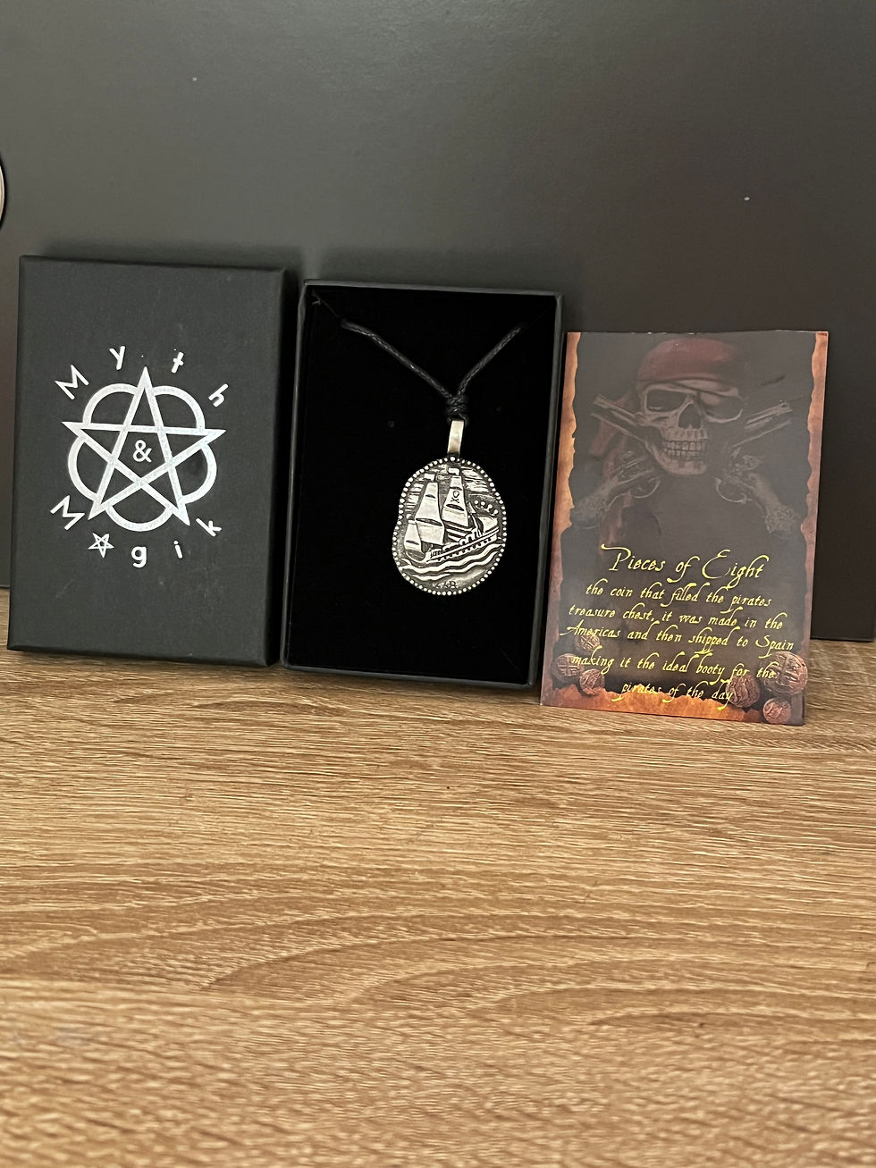 Thumbnail: Pirate  Ship  Pewter Pendent  on Black Cord Necklace