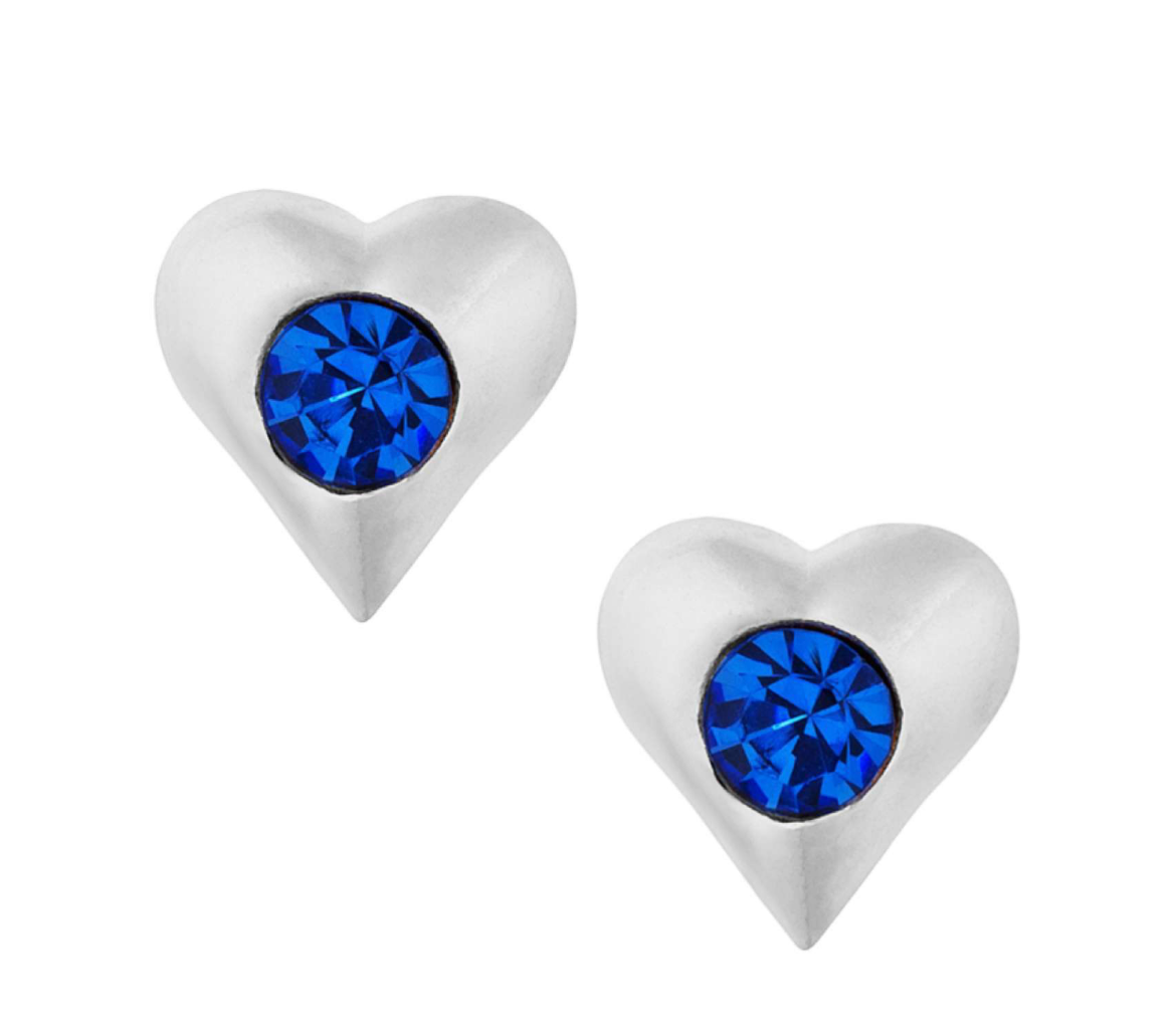 Sapphire Crystal Heart 925 Sterling Silver Ear Studs in Gift Box