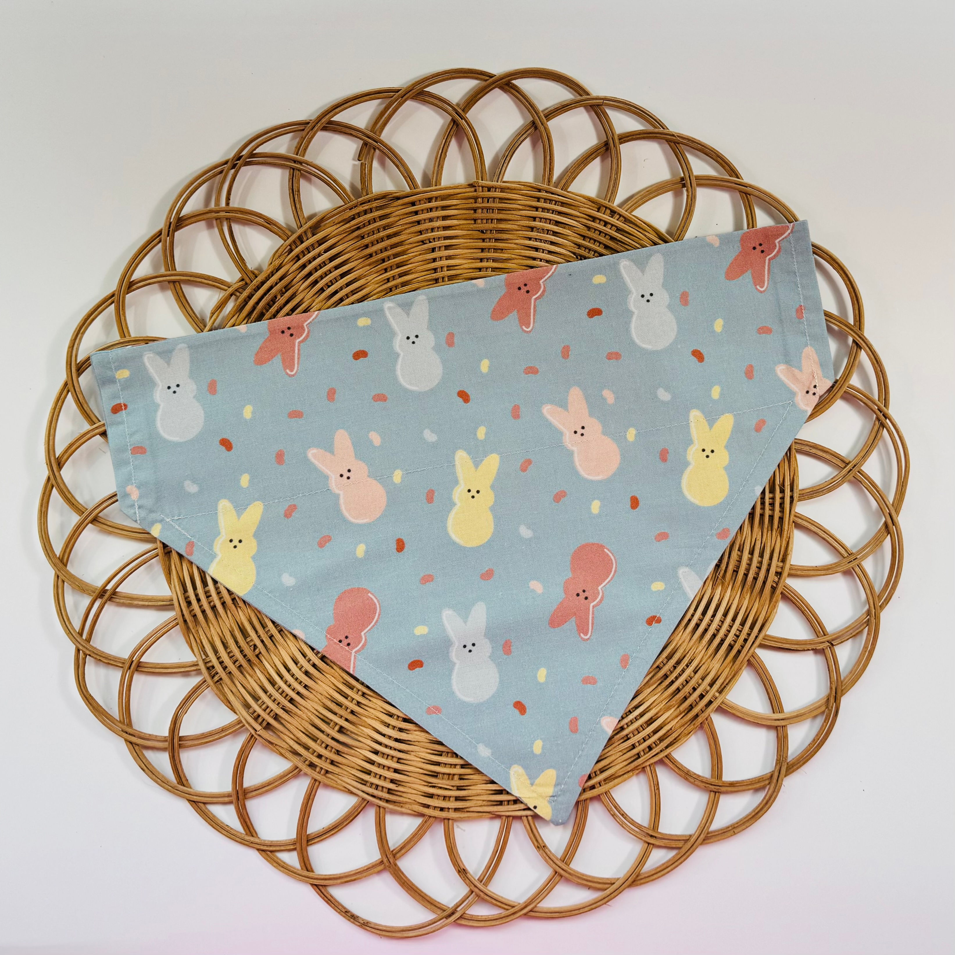 OVER THE COLLAR BANDANAS: MULTI-COLOR PEEPS ON LIGHT BLUE