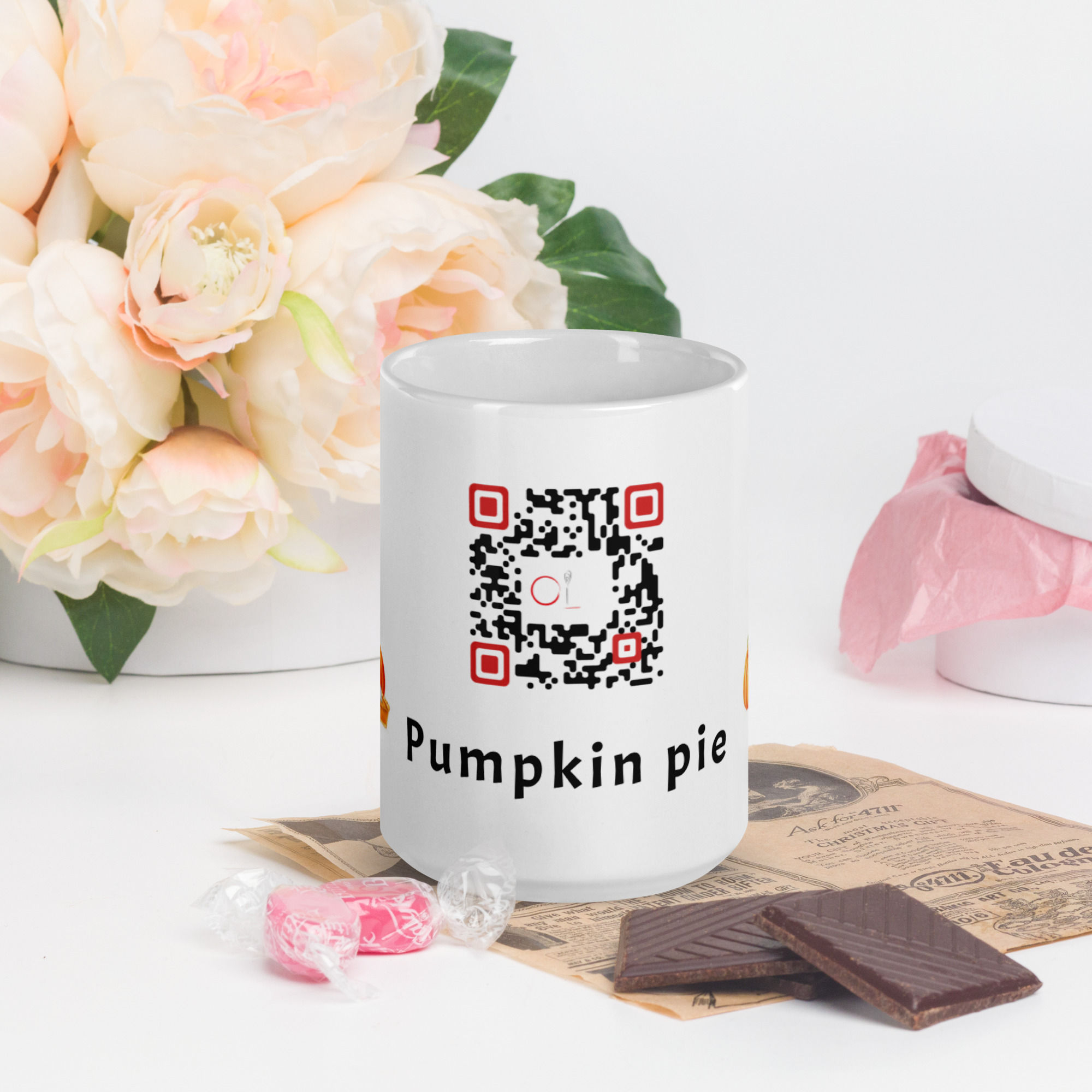 Pumpkin pie White glossy mug
