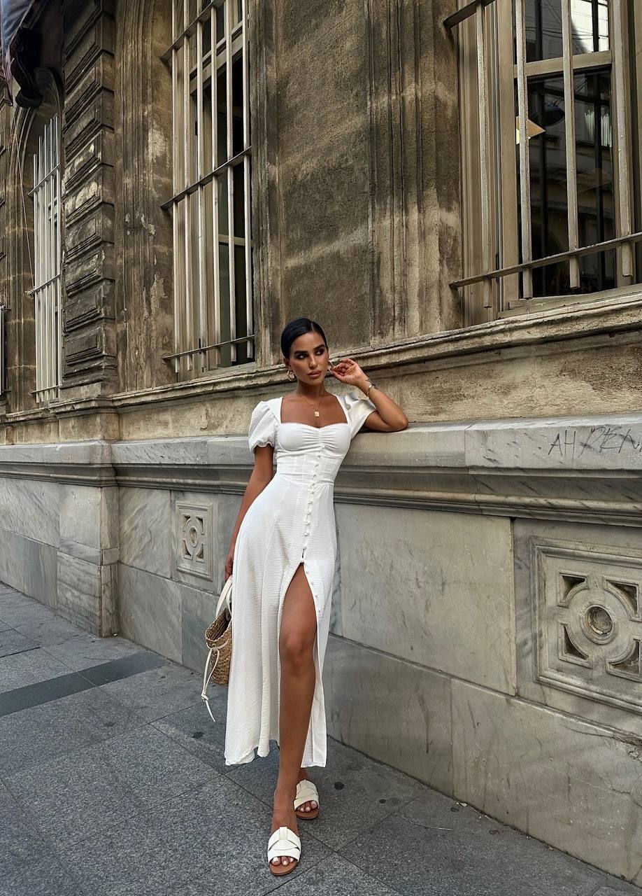 The Noir Elegance Slit Midi Dress - 1092