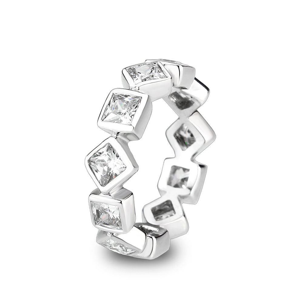 Thumbnail: LO5W241-  Brass Ring With CZ  in Clear Rhodium Plated