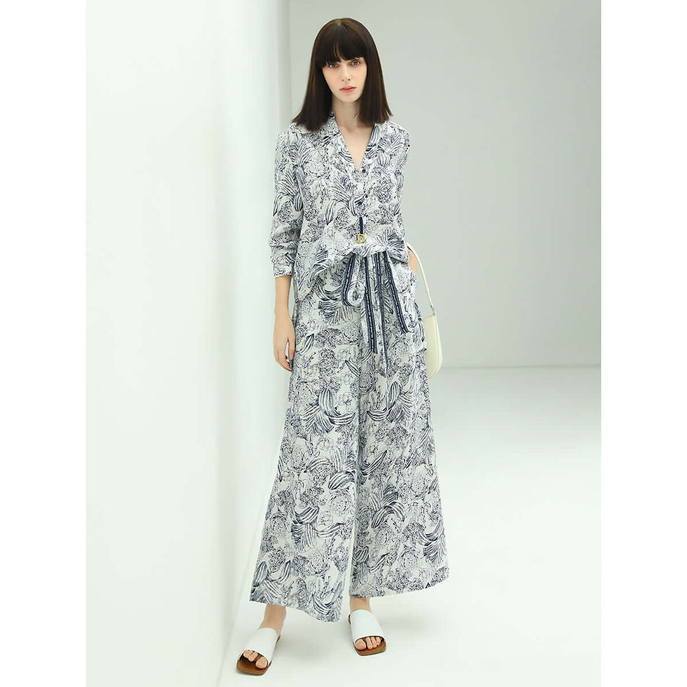 Миниатюра: Breezy Tie Waist Wide Leg Floral Pants