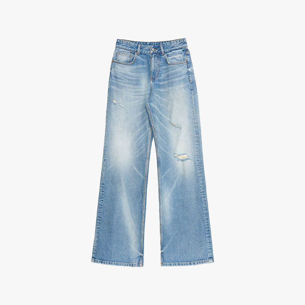 "West City Rhythm" Handmade Whisker Washed Flared Jeans Spring