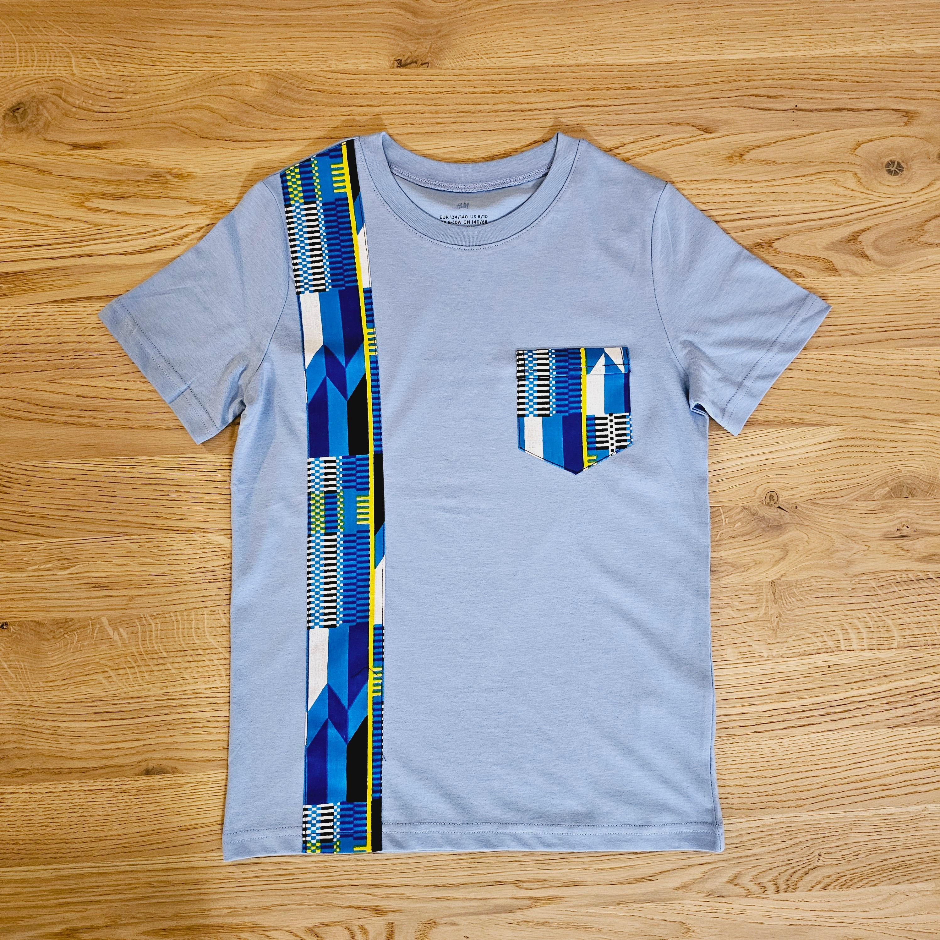 Kids T-shirt with African Ankara Print Detail | 100% cotton