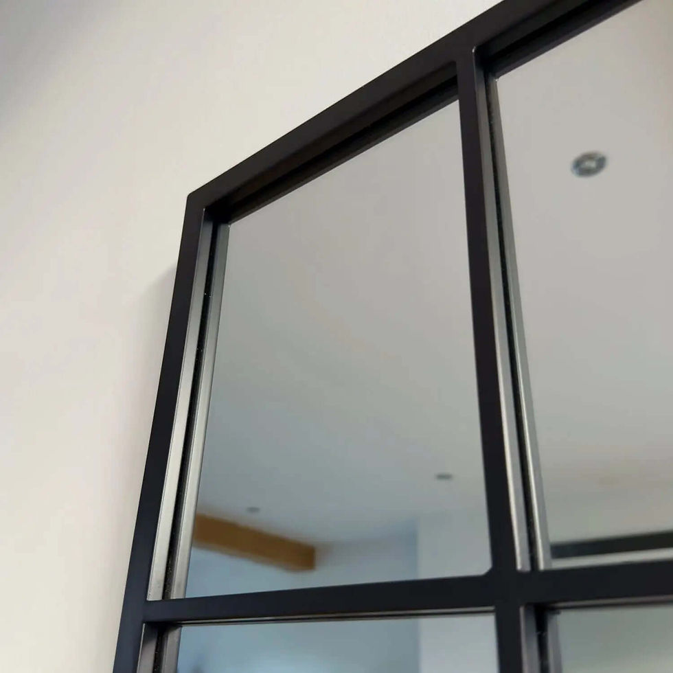 Miniatura: Kyō - Full Length Black Metal Rectangle Lattice Grid Mirror - 150cm x 60cm.