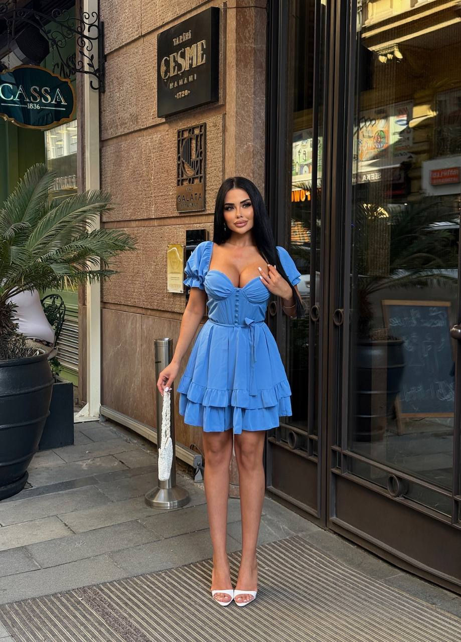 Thumbnail: The Bella Ruffle-Sleeve Corset Mini Dress - 1204