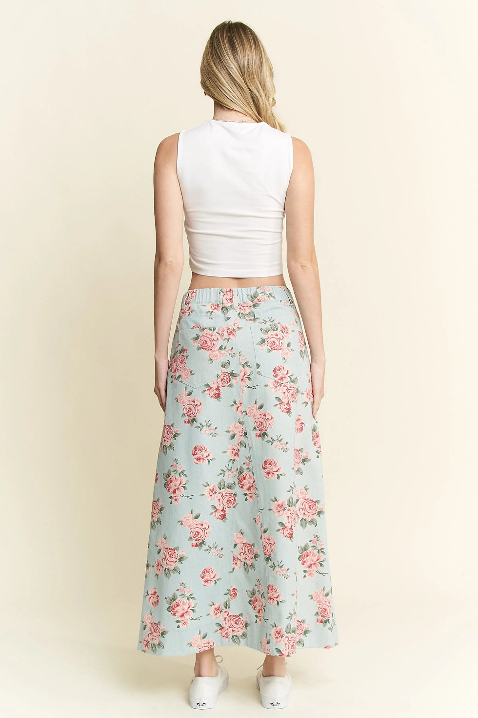 Миниатюра: Jade By Jane Full Size Floral Print Front Slit Denim Maxi Skirt Plus Size