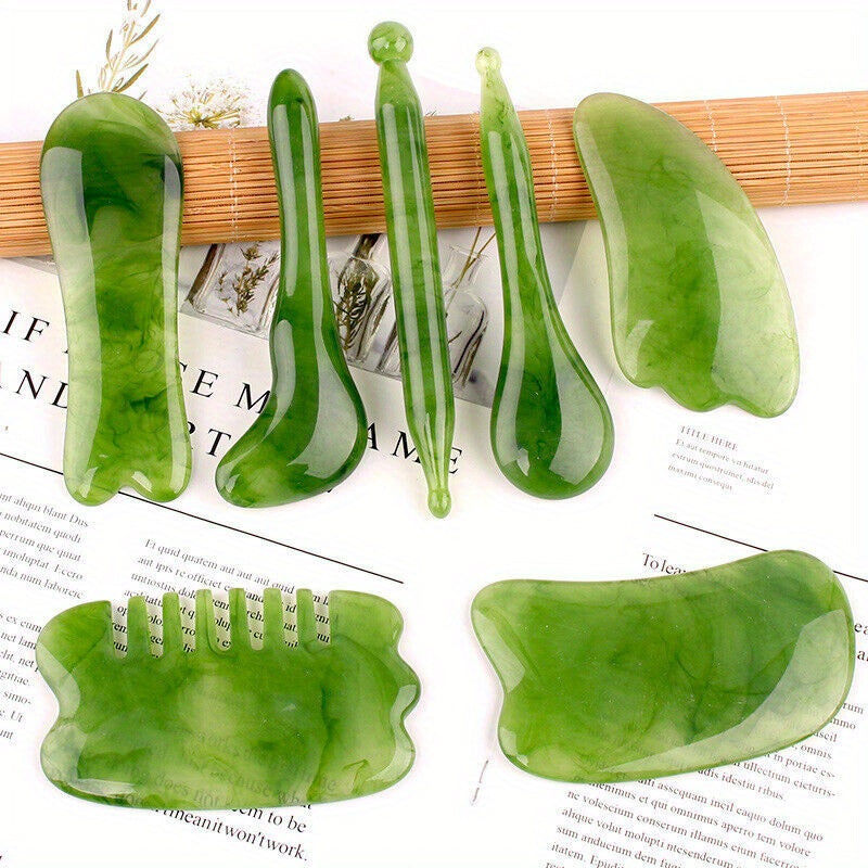 Miniatura: 7-Piece Resin Gua Sha Scraping Massage Tool Set(Green)