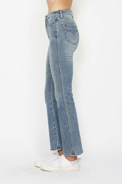 Миниатюра: Judy Blue Full Size Tummy Control Back Embroidered Pocketed Bootcut Jeans Plus S