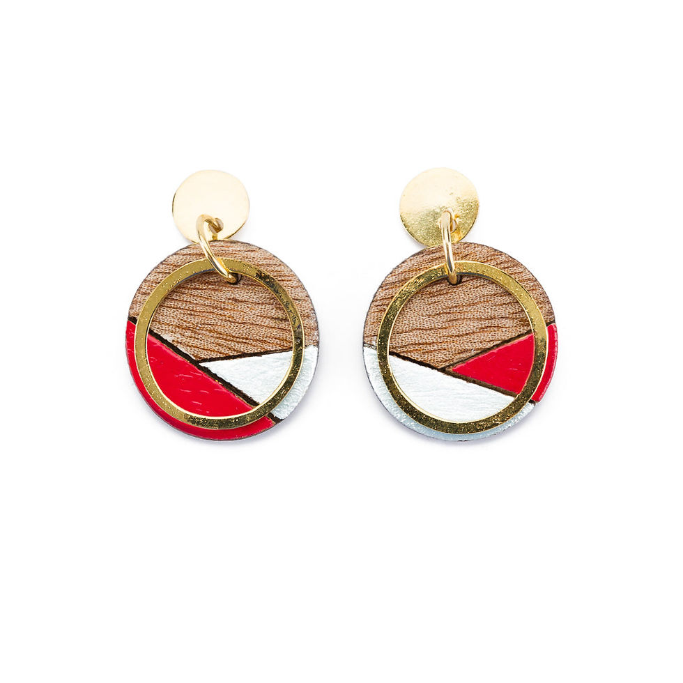 Миниатюра: Conture Recycled Wood Gold Plated Earrings (4 Colours Available)