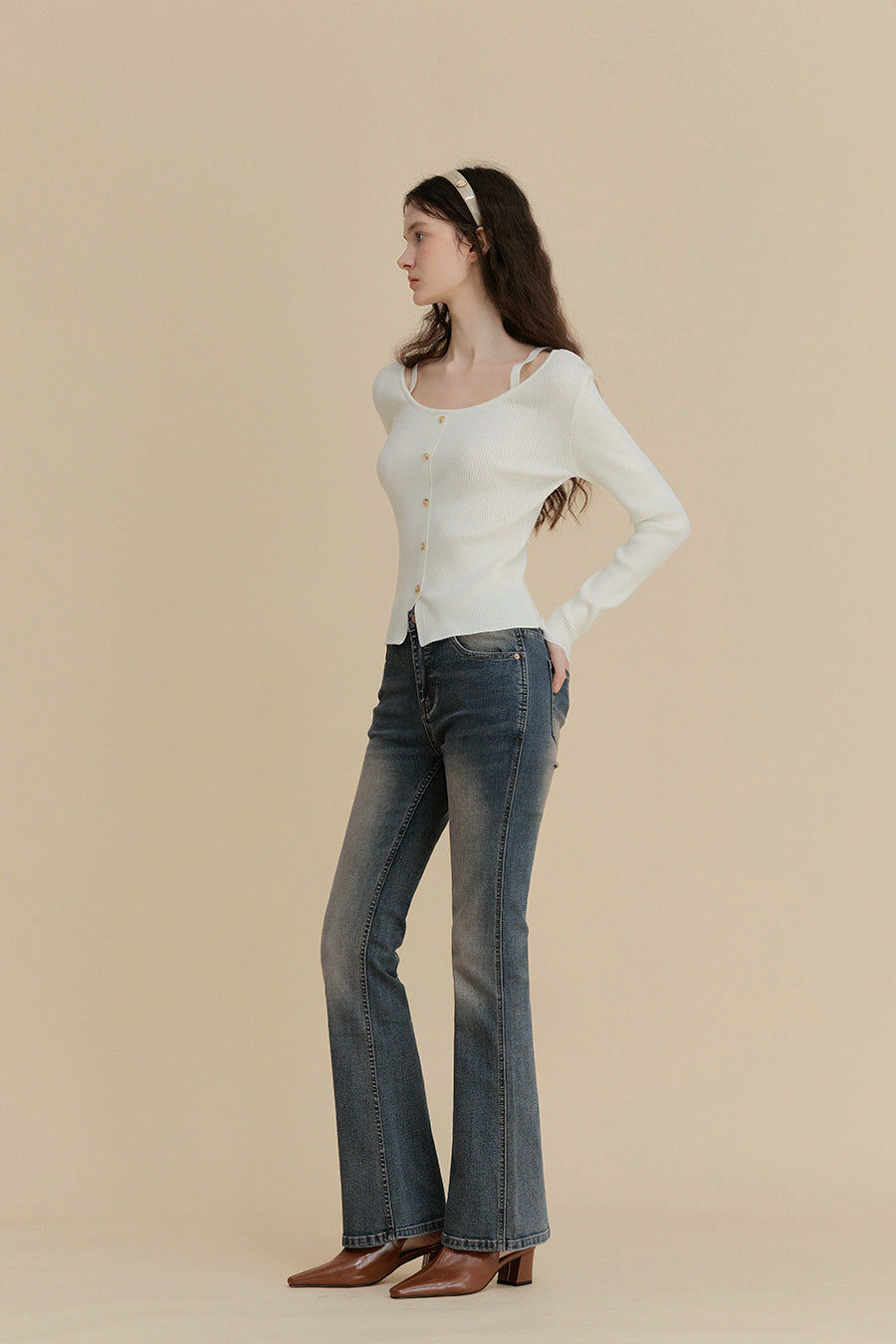 Thumbnail: Dinut Vintage Washed Bootcut Denim