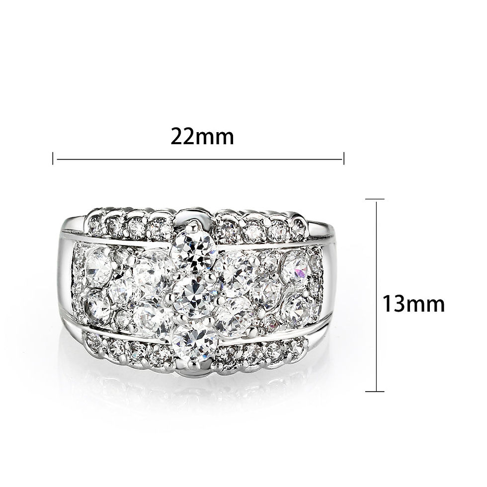 LO5W243- Brass Ring With CZ in Clear Rhodium Plated