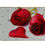 Miniatura: 24" Red White And Gold Solid Wood and Acrylic Silent Roses Floral Wall Clock