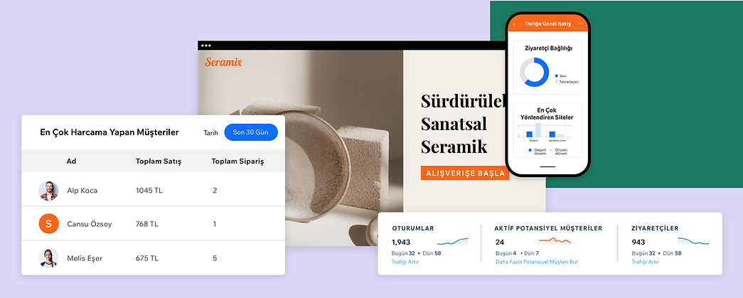 " Bir seramik online mağazasının Wix Ana