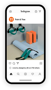 휴대폰에 표시되는 피트니스 브랜드의 Instagram페이지