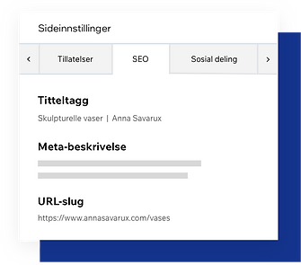 SEO-sideinnstillinger, tilpasning av metatagger for side