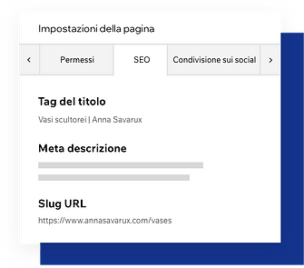 Impostazioni della pagina SEO, personalizzazione dei meta tag della pagina
