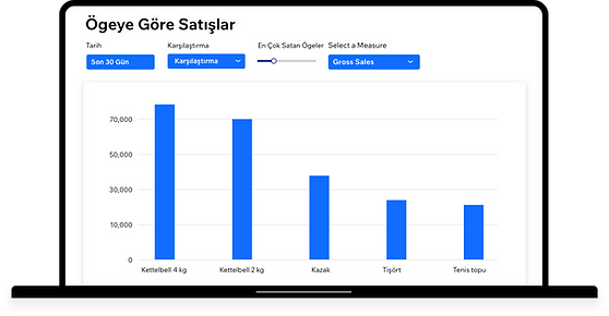 " Wix Analtics'te Ögeye Göre Satışlar ra