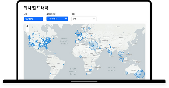 Wix 애널리틱스의 위치 별 트래픽 보고서