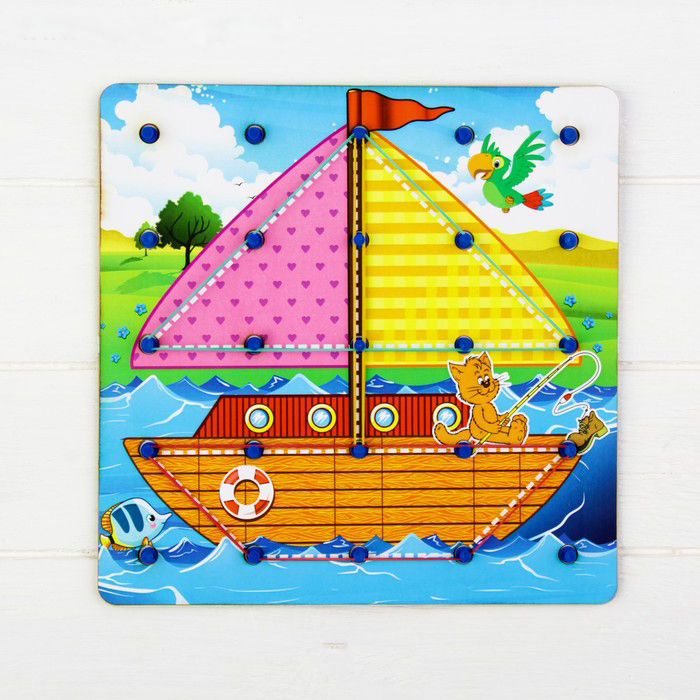 תמונה ממוזערת: משחק מסמרים וגומיות - מגוון צורות (עץ)