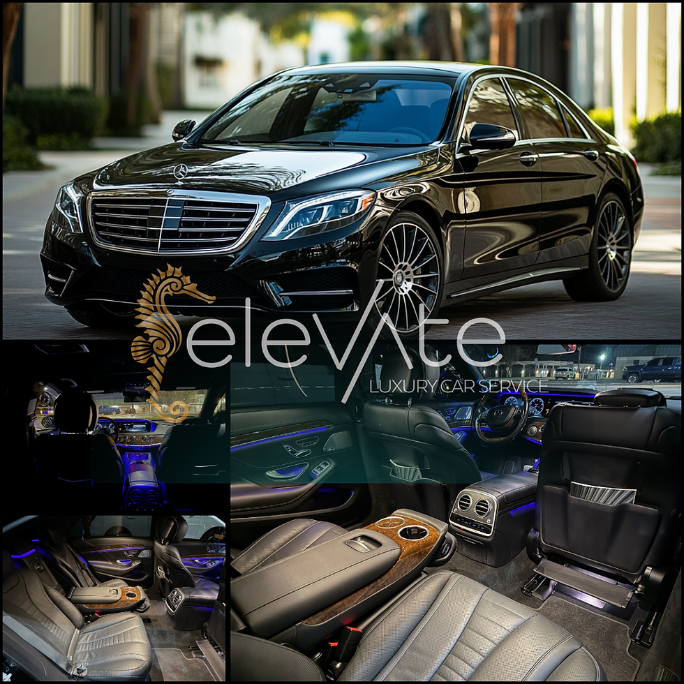 Eye-level view of a luxury car interior with elegant seating