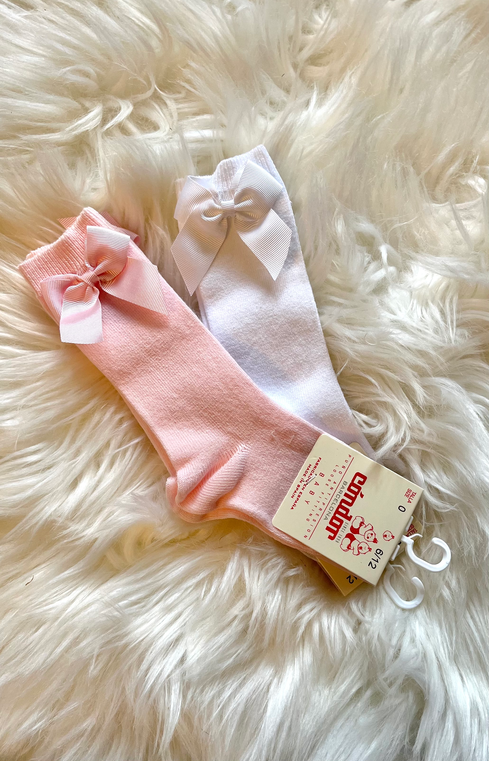 Condor pink satin bow socks
