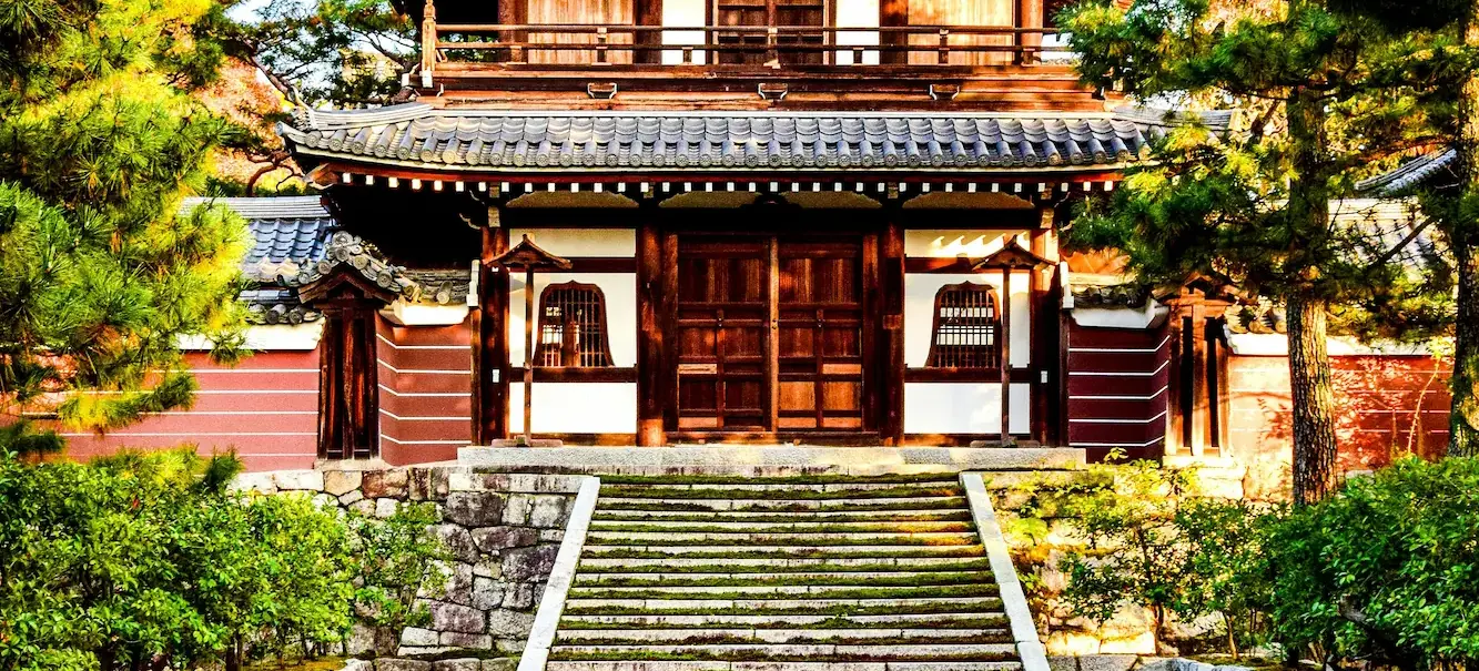 Zenjin-ji, a historic wooden temple gate and stone pathway in Kyoto