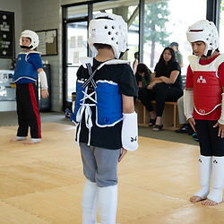 Young martial artists in class
