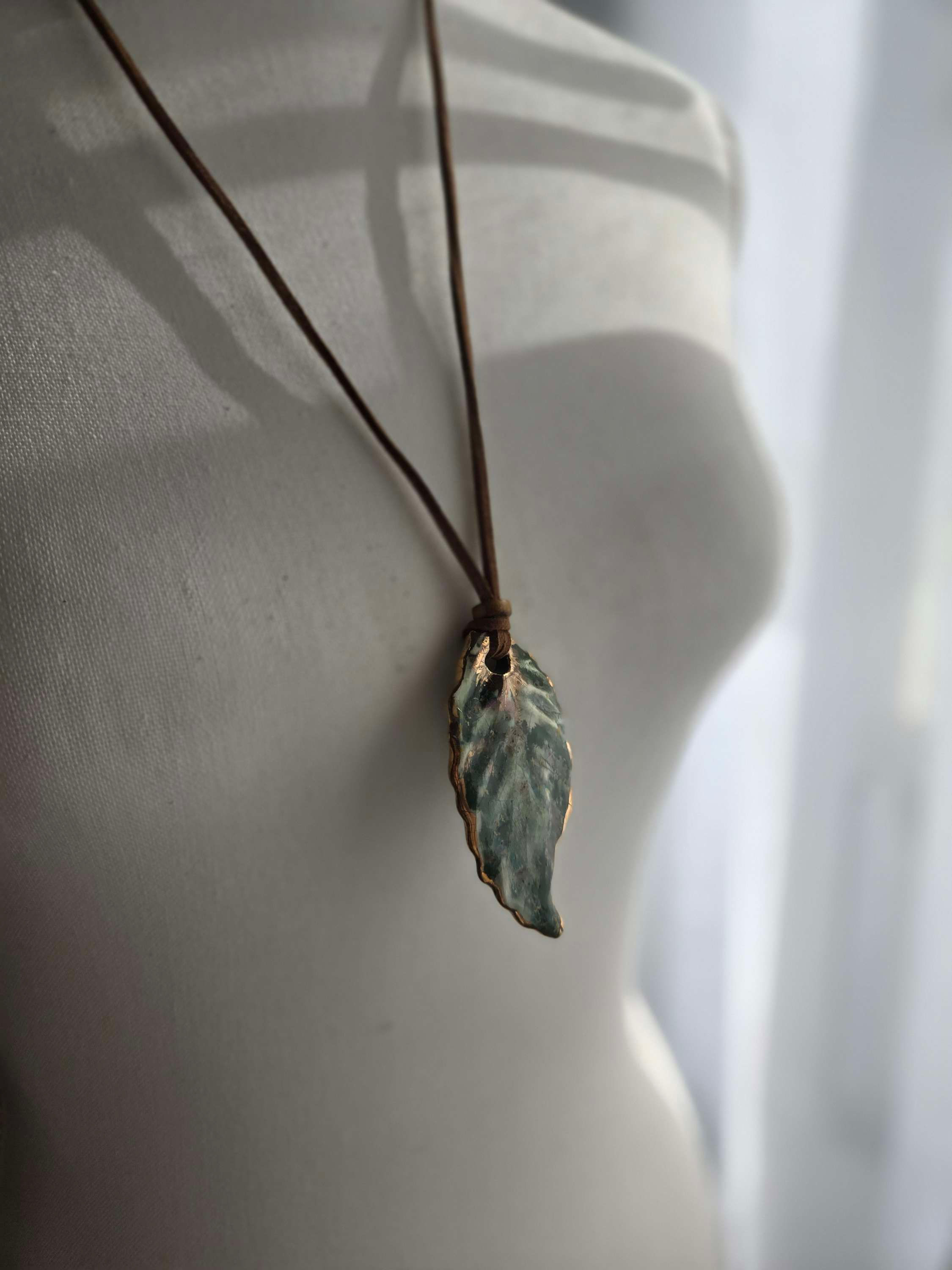 Hand Sculpted Leaf Pendant