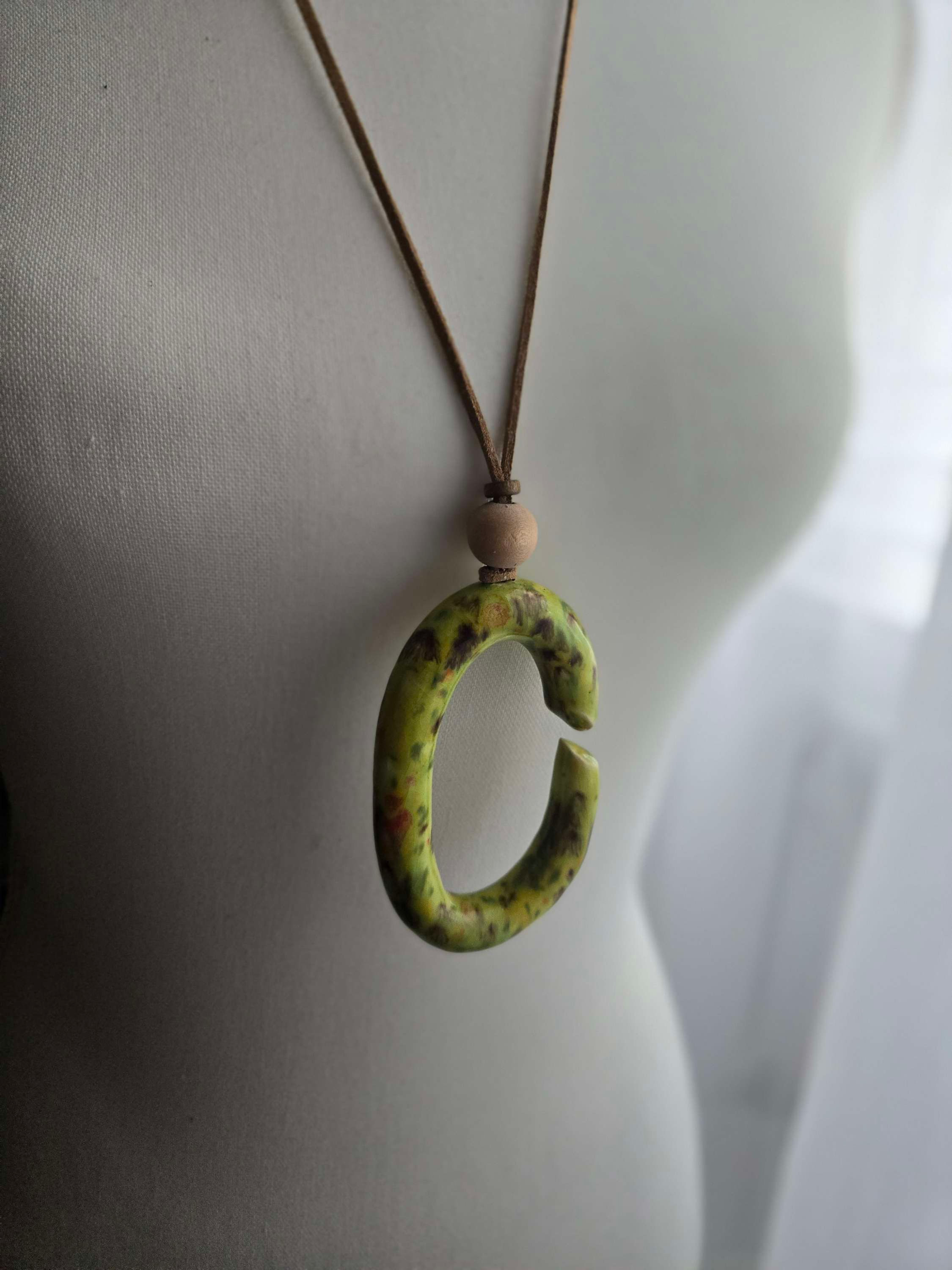 Green Abstract Pendant Necklace 
