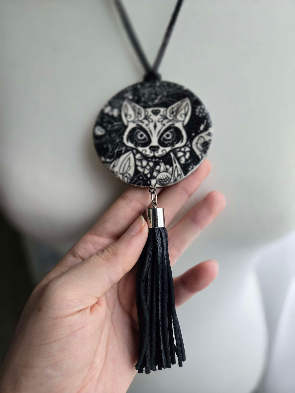 Thumbnail: Black Fox Tassel Necklace 