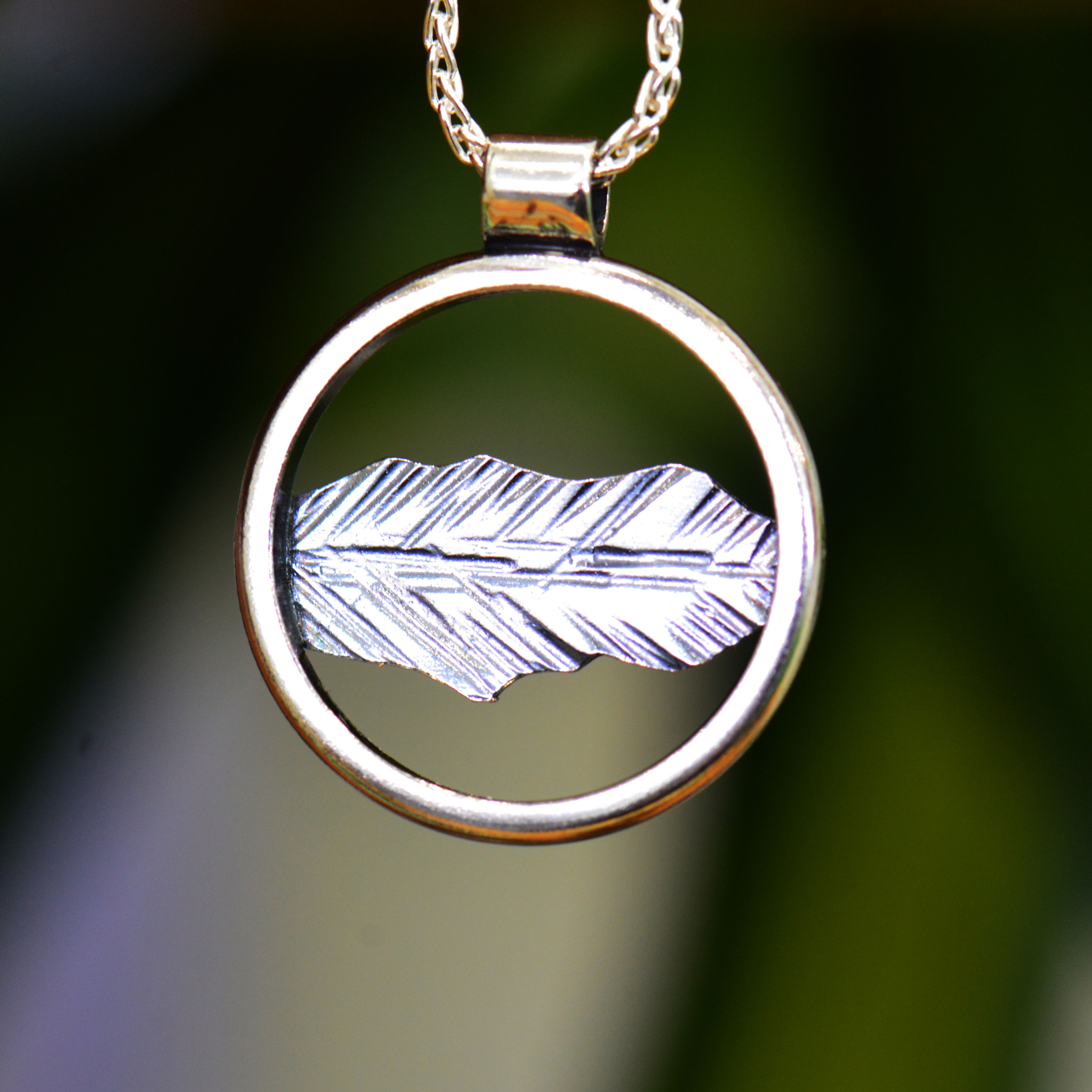 Catbells Round Pendant - Oxidised silver